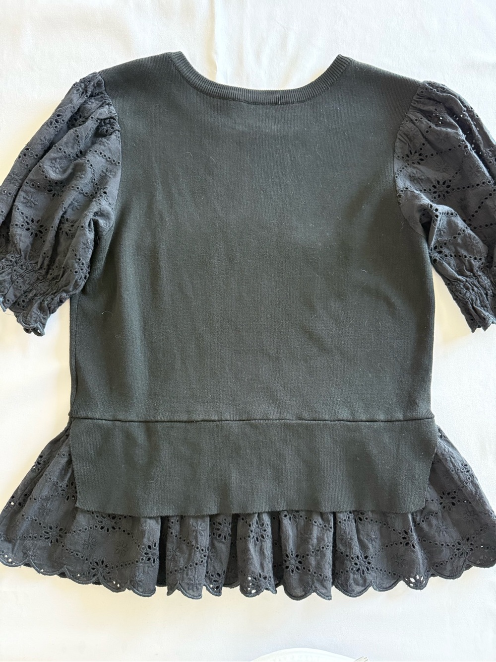 Anthropologie English Factory Eyelet Puff-Sleeve Sweater Tee - Picture 10 of 10